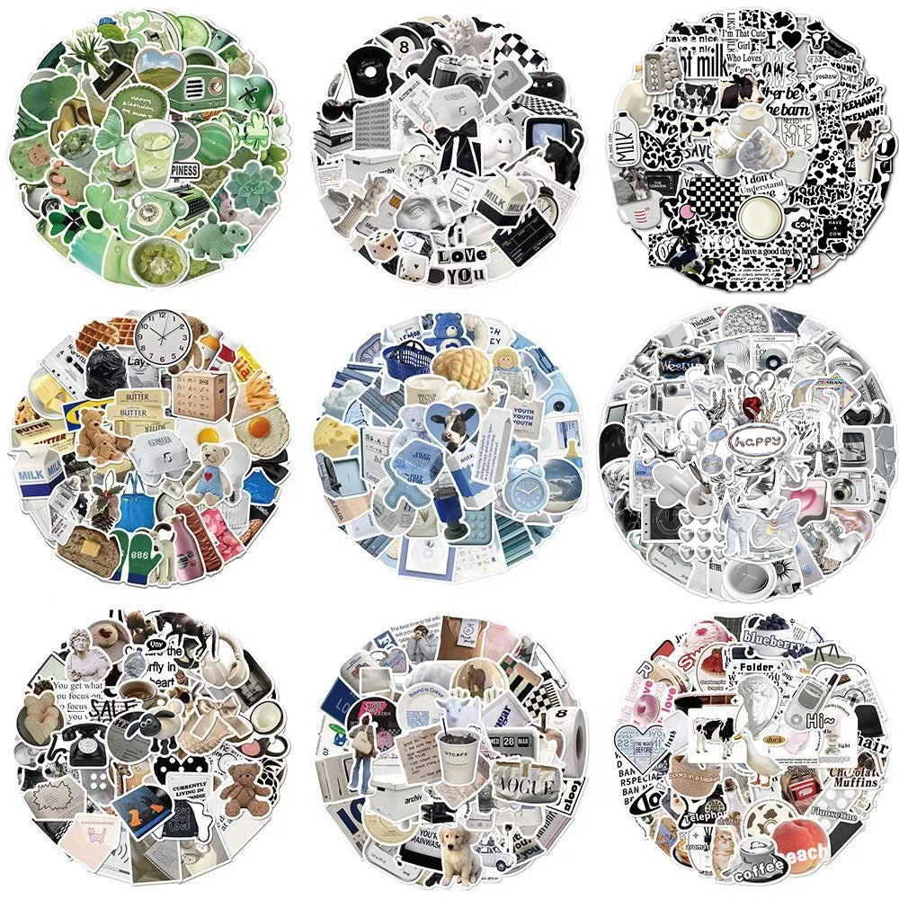 close-up of Korean style stickers