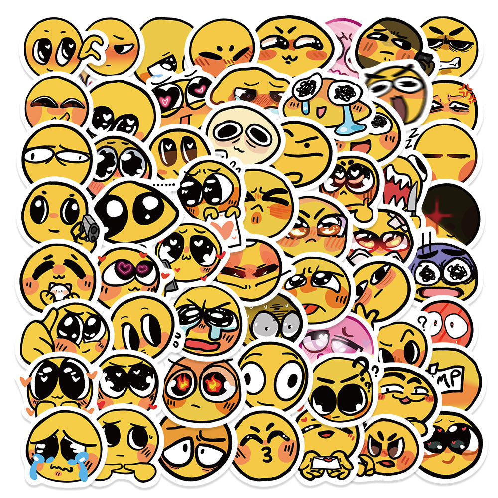 Yellow face stickers for water bottles