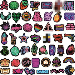 Display of assorted neon designs for crafts