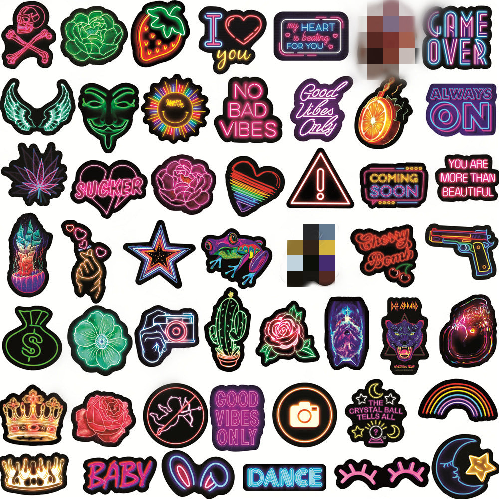 Display of assorted neon designs for crafts