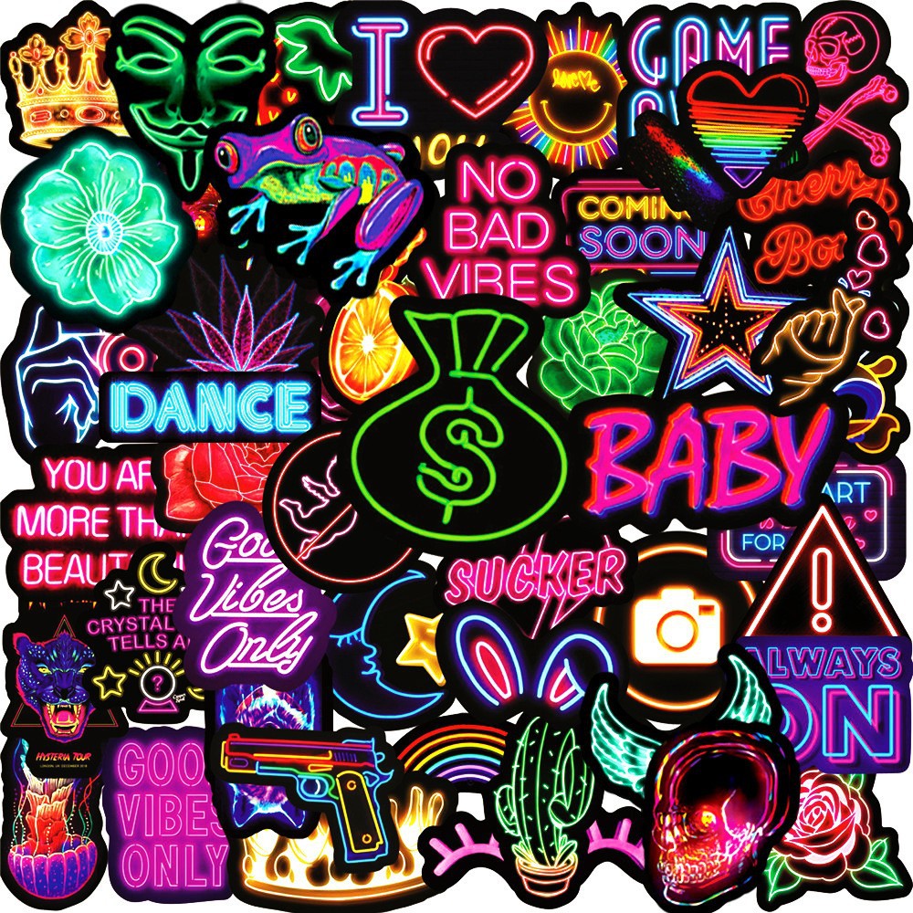 Stickers applied to a skateboard showcasing creativity