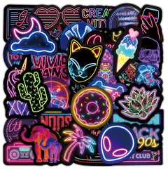 Water bottle decorated with neon stickers