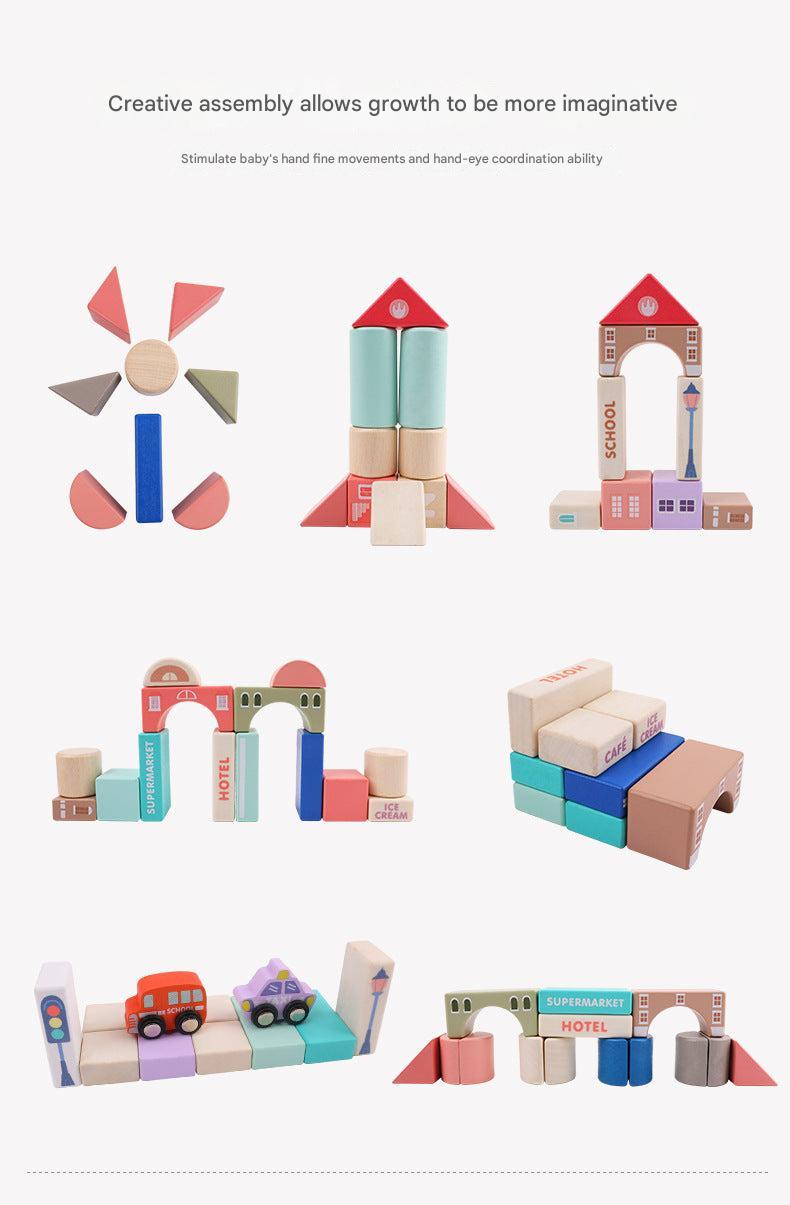 Kids building structures with block set image 5