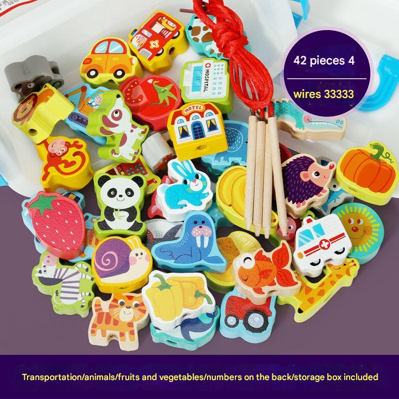 Toddlers engaged in creative play with beads