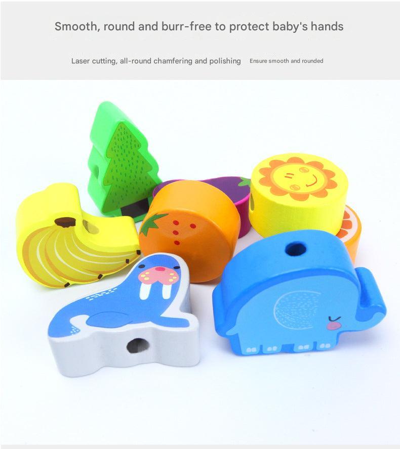 Kids Wooden Bead Stringing Blocks set image 1