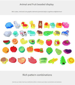 Fun fruit bead shapes for toddlers to thread