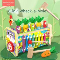 Brightly coloured wooden toys for kids