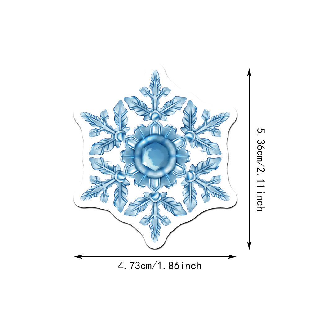 Image of Christmas snowflake window decals on glass