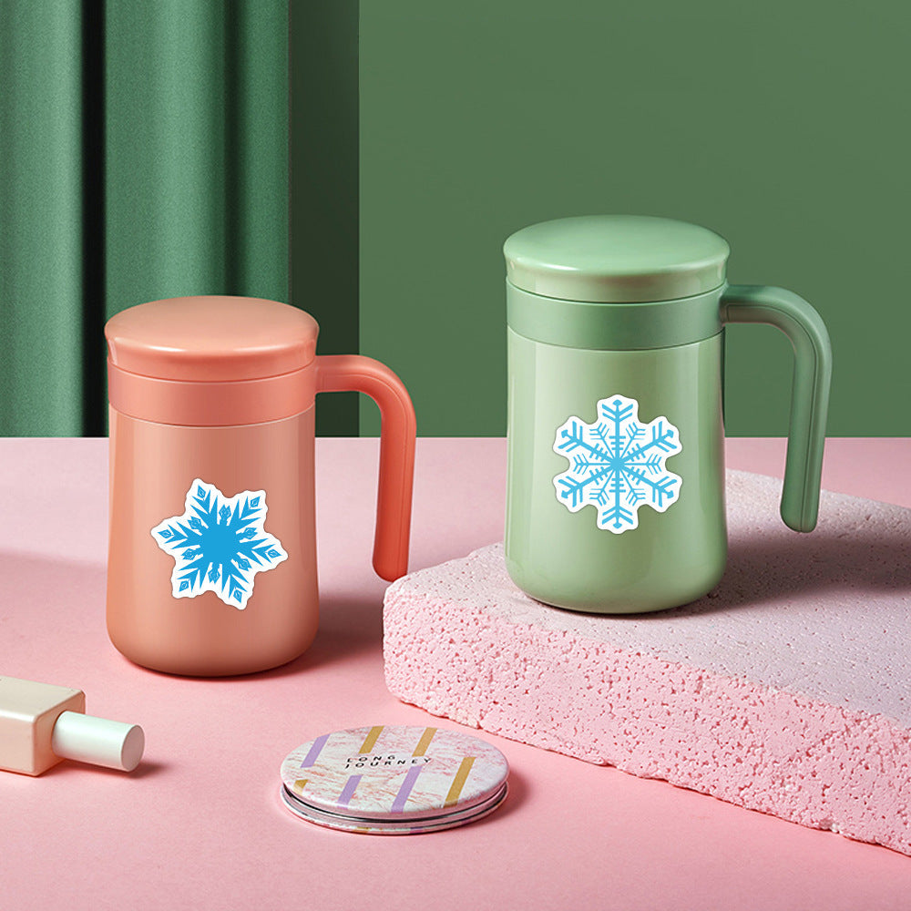 Close-up of water-resistant snowflake window stickers