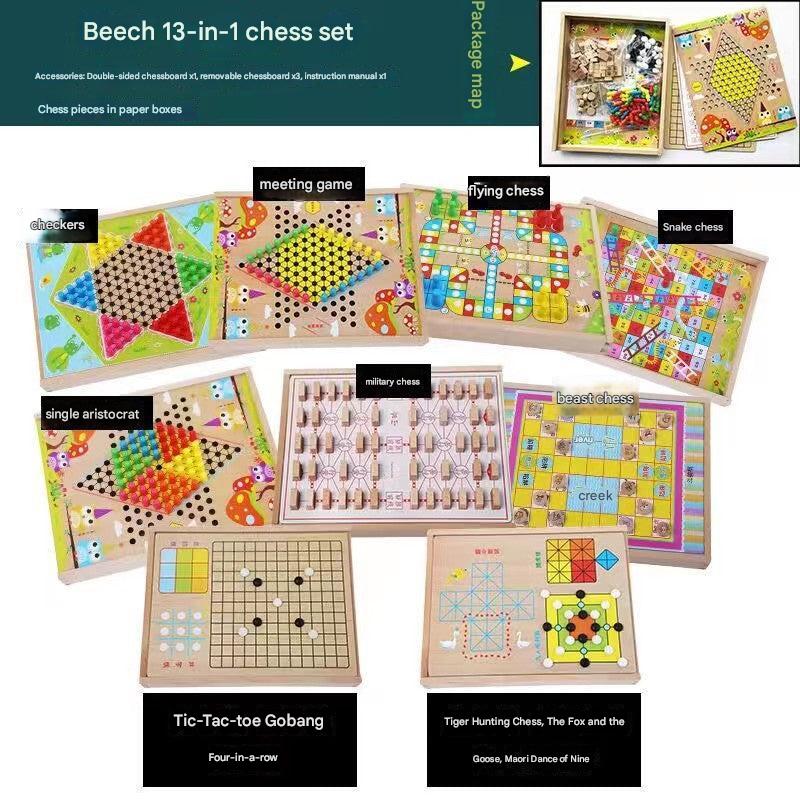 Multi-Function Wooden Chess Set for Kids - Image 9