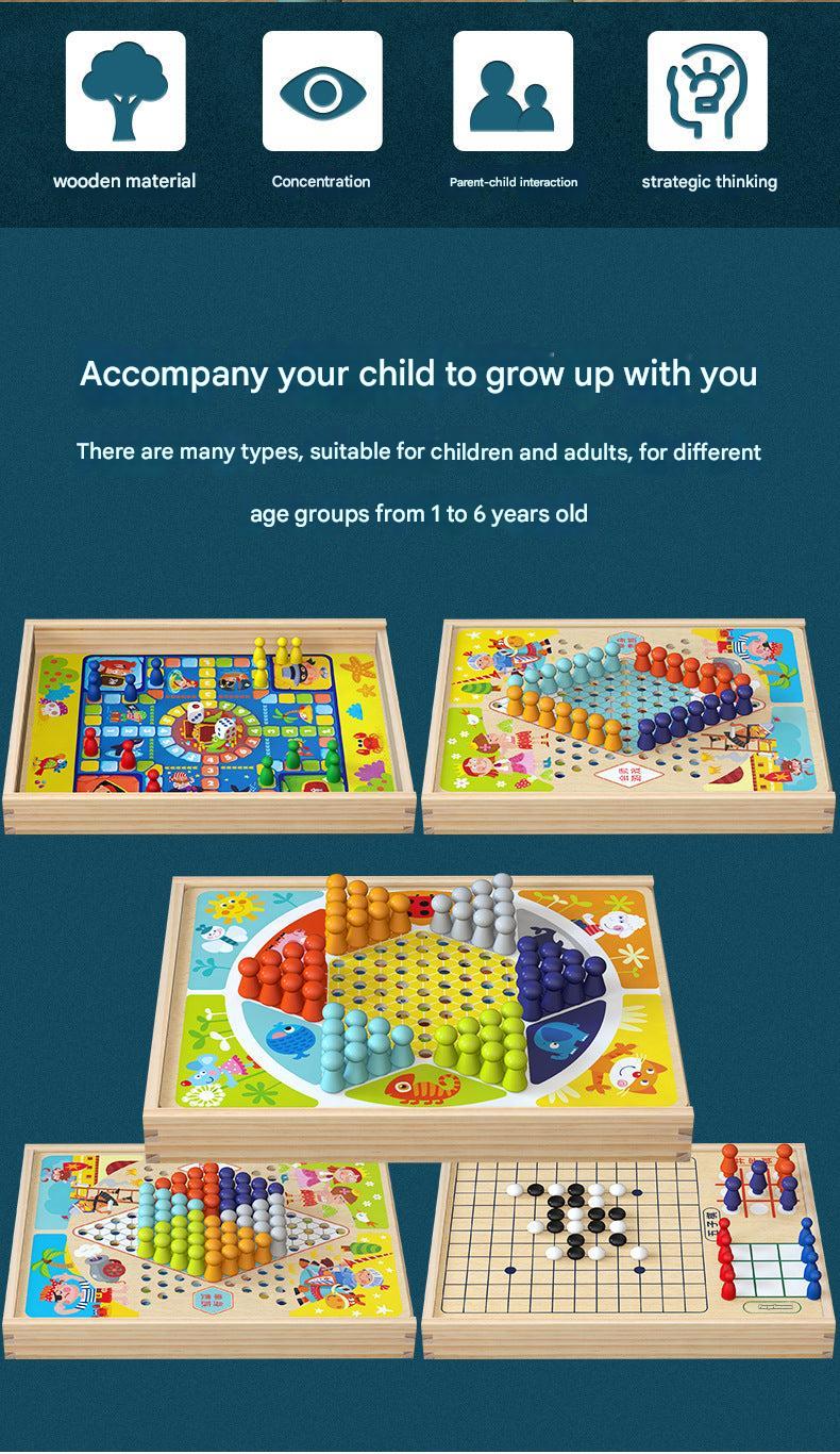 Multi-Function Wooden Chess Set for Kids - Image 3