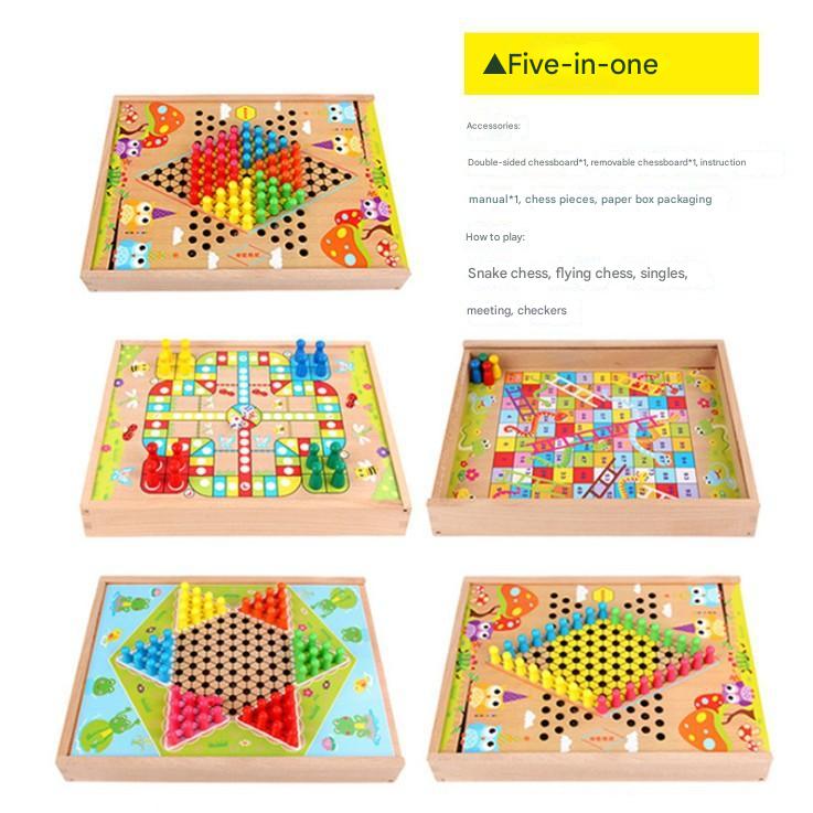 Multi-Function Wooden Chess Set for Kids - Image 7