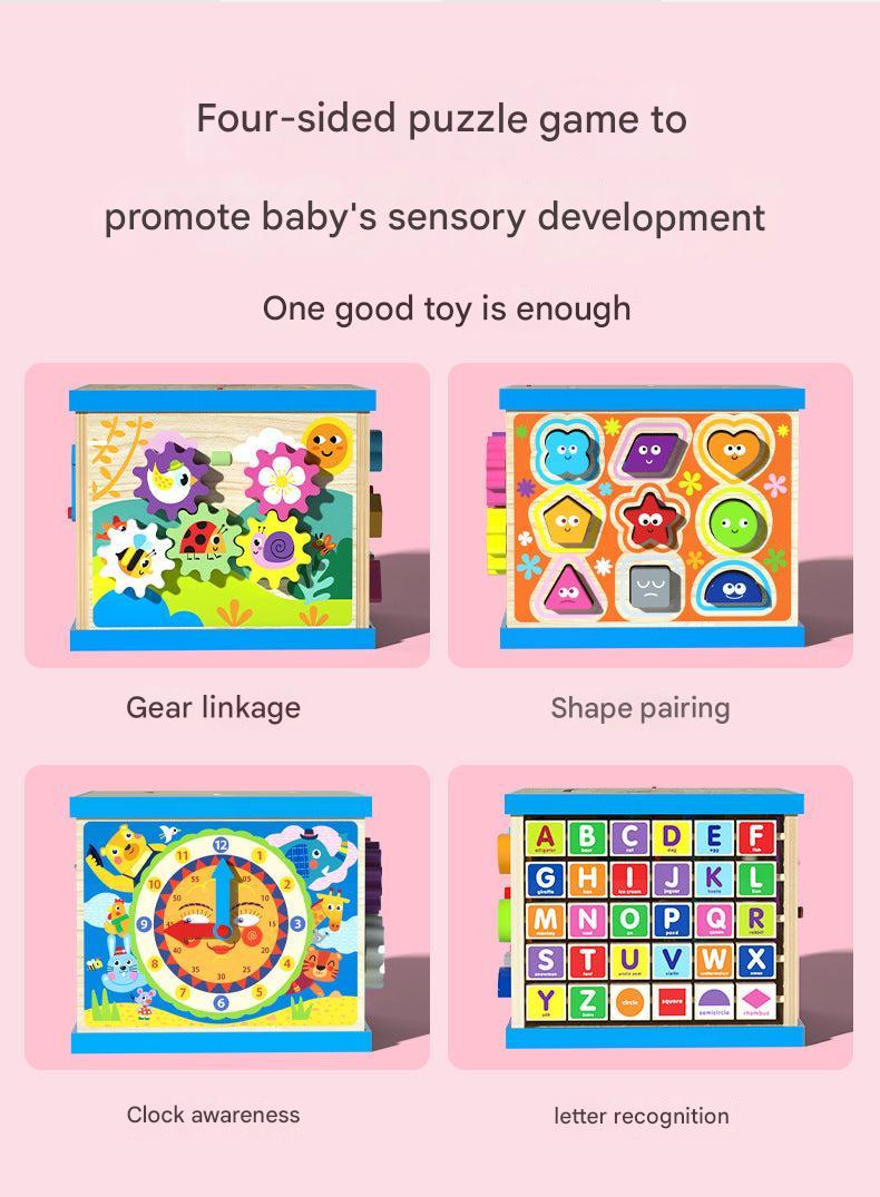 Children playing with educational toy box