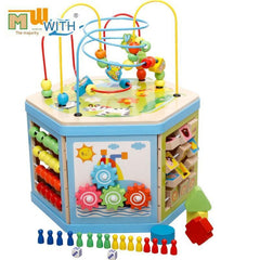 Preschoolers interacting with toy box