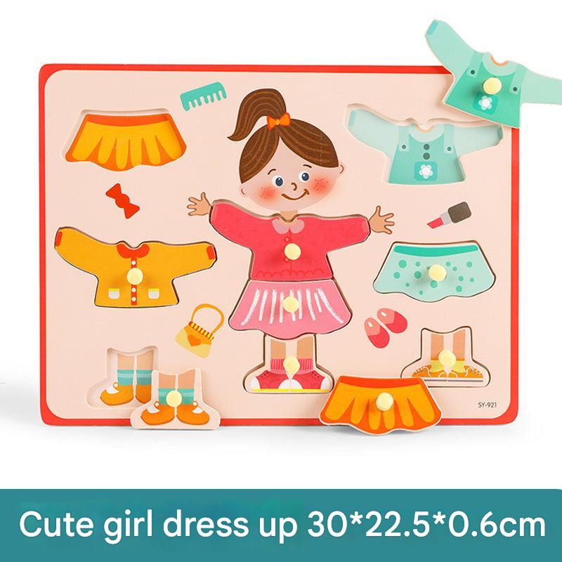 Children using the wooden puzzle for cognitive skills