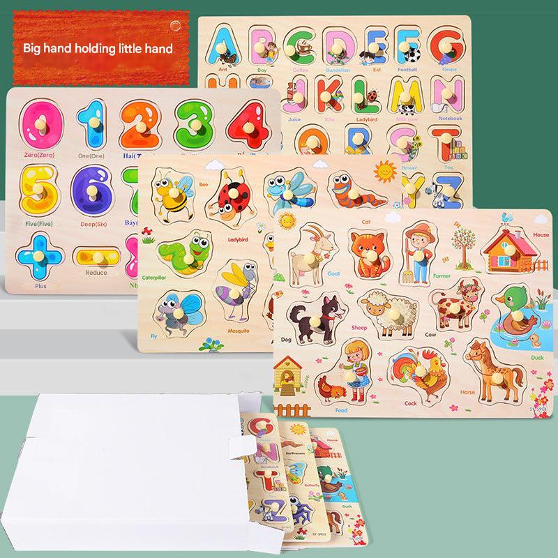 Children engaging with a wooden alphabet puzzle game