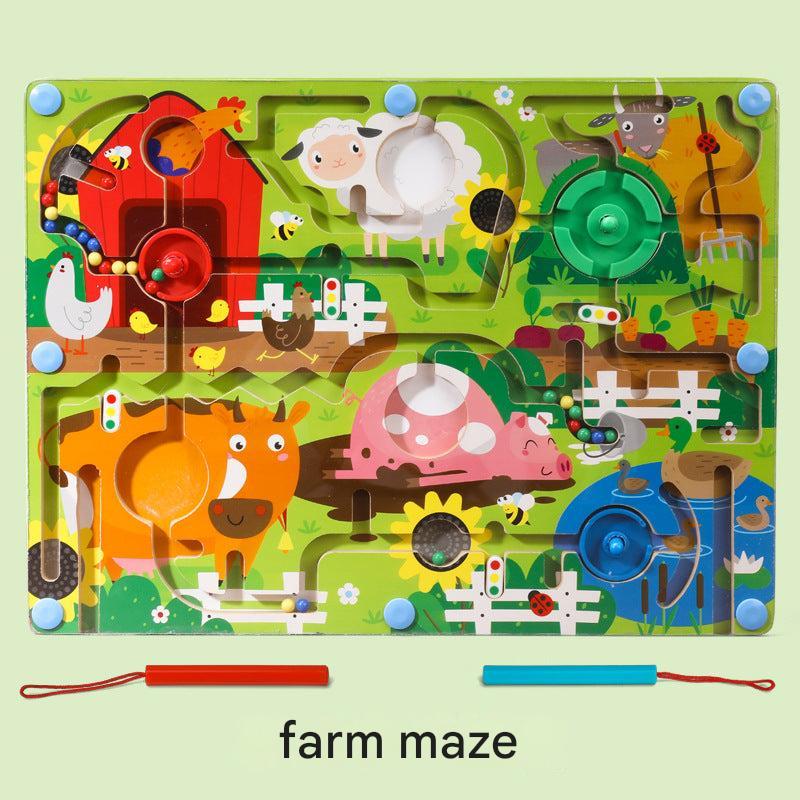 Close-up of kids using magnetic bead toy