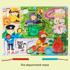 Magnetic maze toy with animal theme