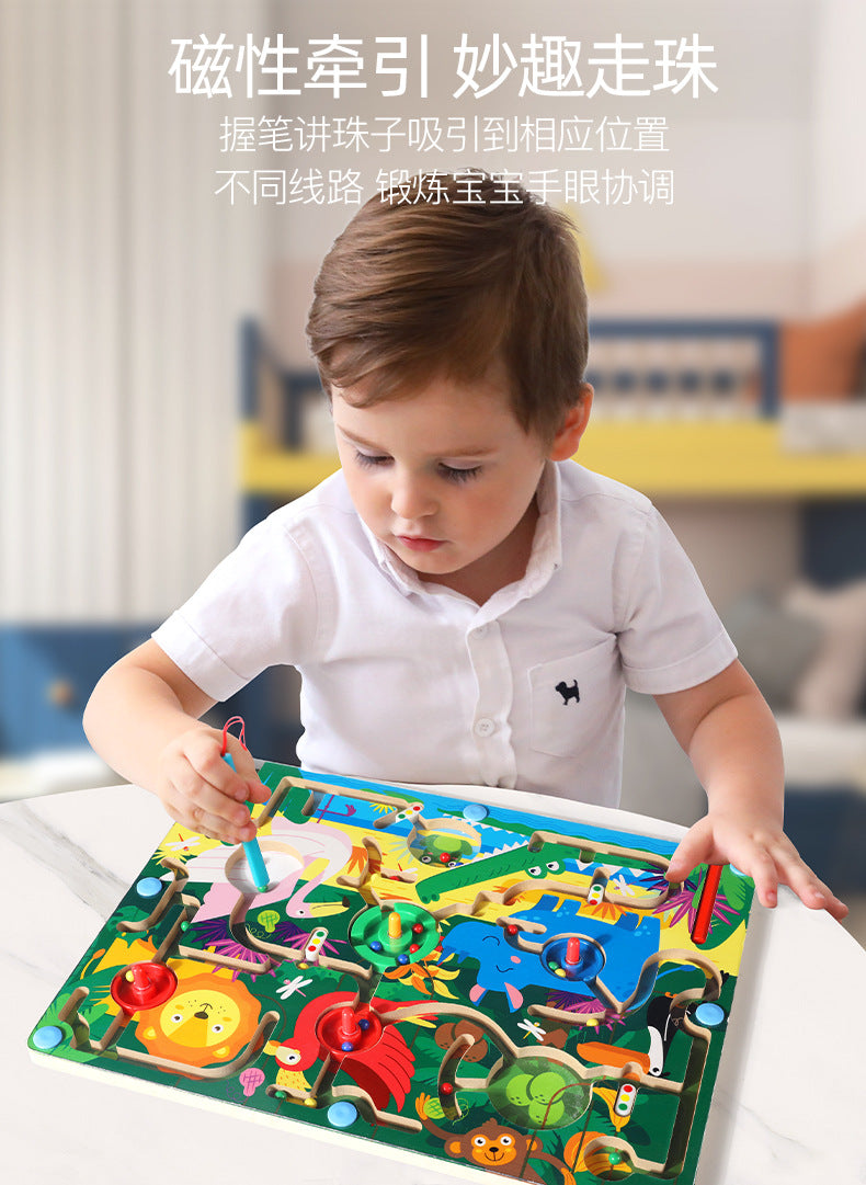 Educational magnetic maze for children