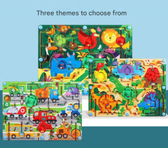 Magnetic maze showing different animals