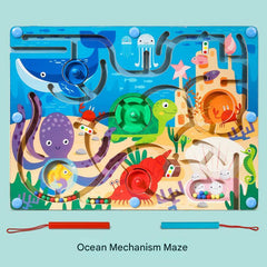 Children playing with educational maze toy