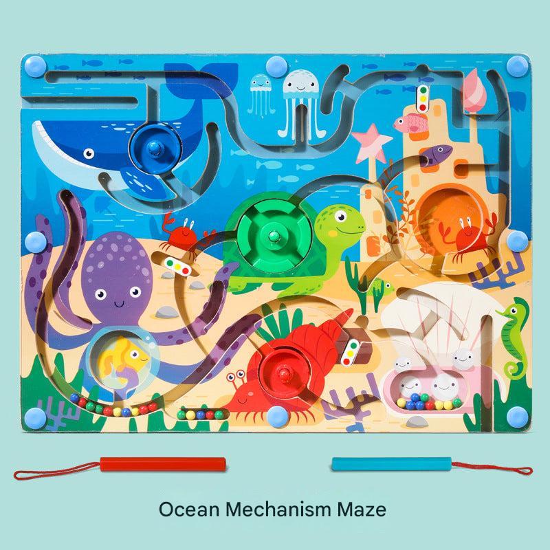 Children playing with educational maze toy