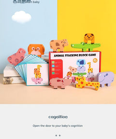 Stacking challenge with animal shapes for kids