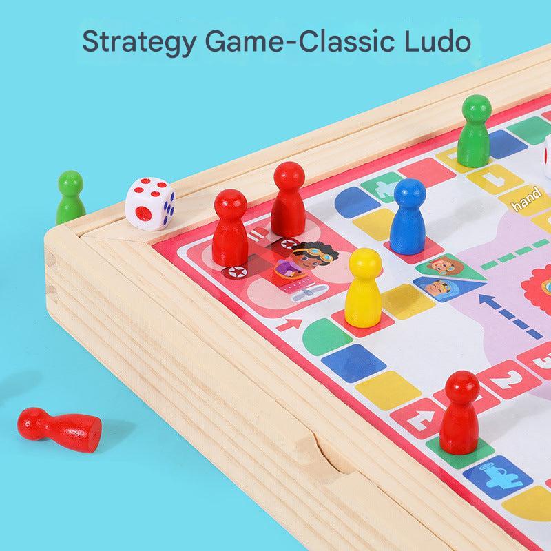 Close-up of wooden game pieces