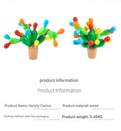 Child's hands assembling wooden cactus puzzle