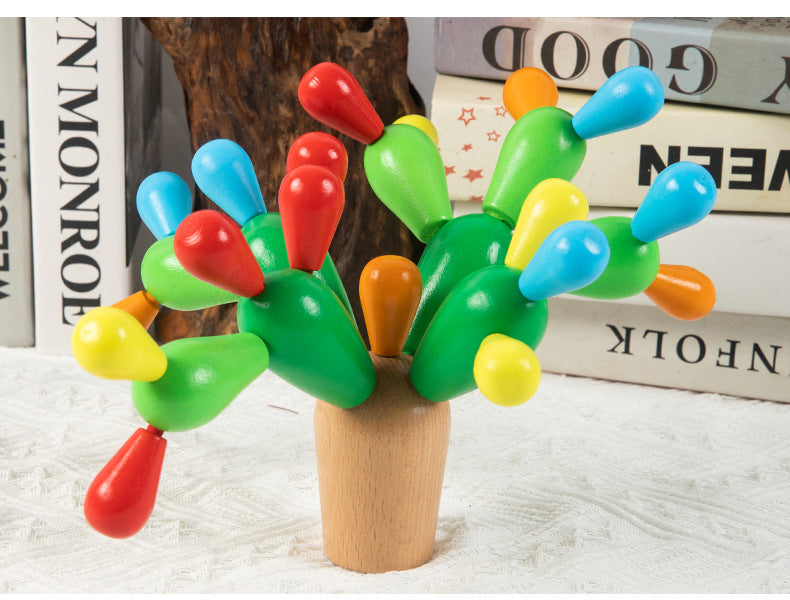 Vibrantly coloured wooden cactus blocks