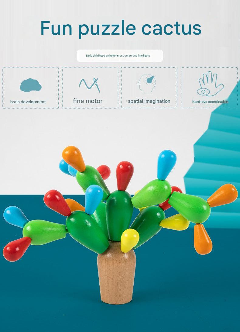 Vibrantly coloured wooden cactus blocks