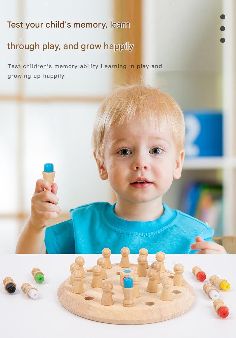 Children playing with wooden chess set - Image 3