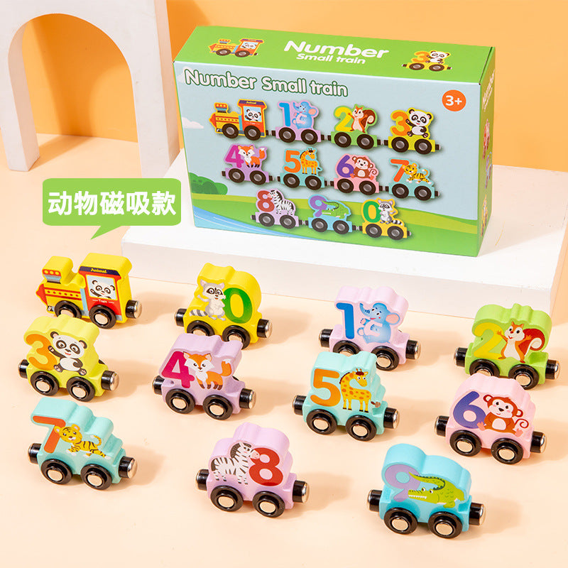 Close-up of colourful magnetic train blocks
