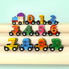 Toddler playing with magnetic number blocks