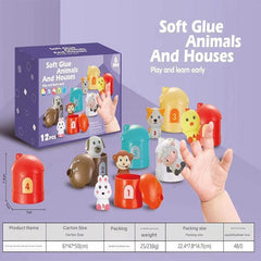 Soft rubber animal toys displayed together