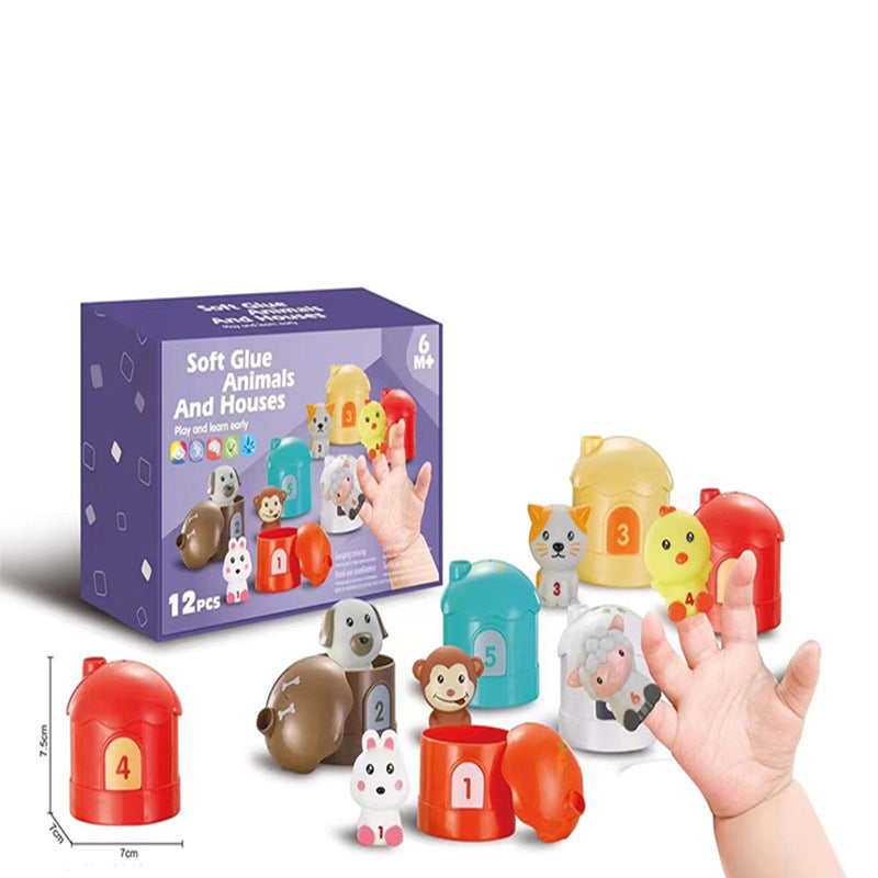 Close-up of soft rubber animal figures
