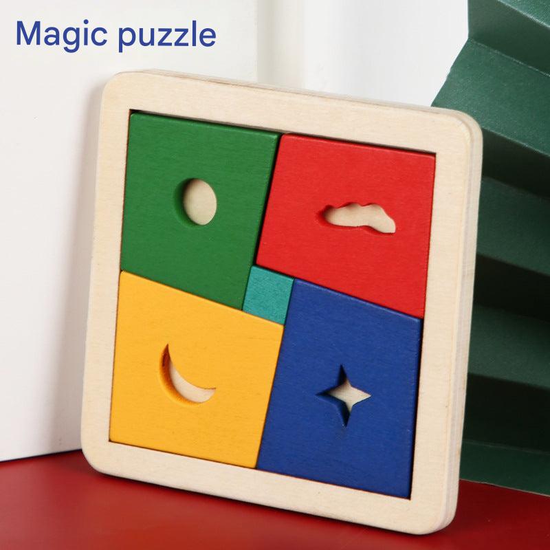 Complete hexagon puzzle displayed on a table