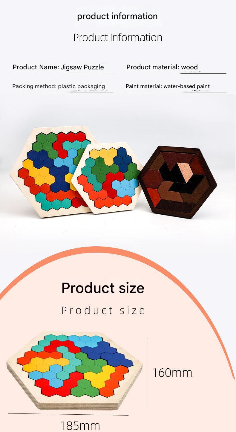 Close-up of interlocking hexagonal puzzle pieces