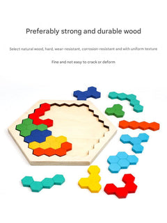Complete hexagon puzzle displayed on a table