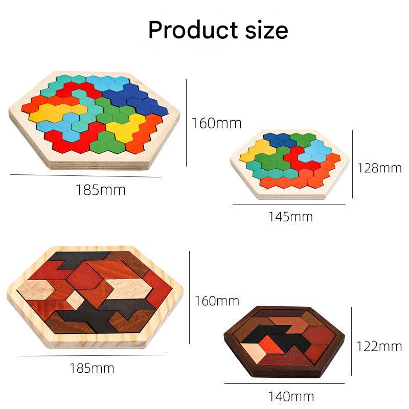 Close-up of interlocking hexagonal puzzle pieces
