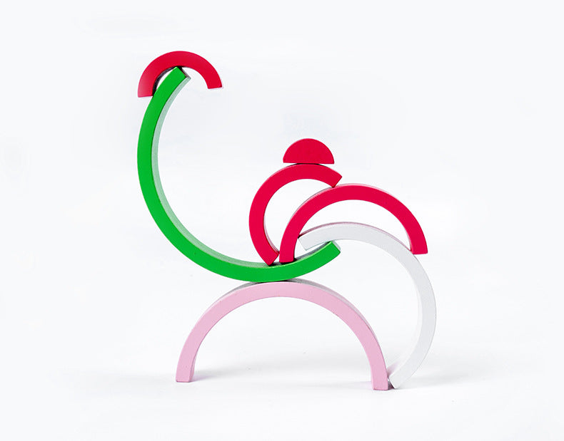 Wooden rainbow stacker educational features