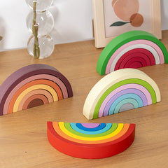 Wooden arches from rainbow stacker toy angle 1
