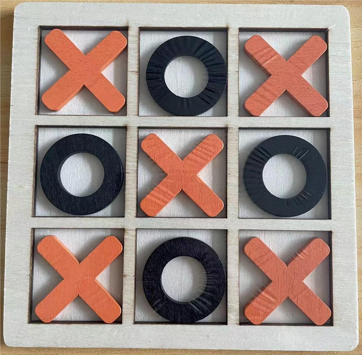 Wooden Tic-Tac-Toe game board