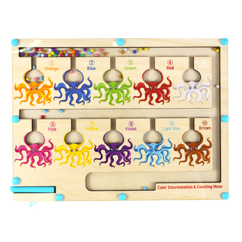 Child using magnetic pieces on a whiteboard