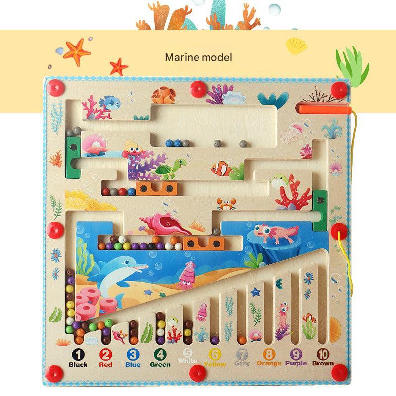 Close-up of colourful wooden blocks for learning