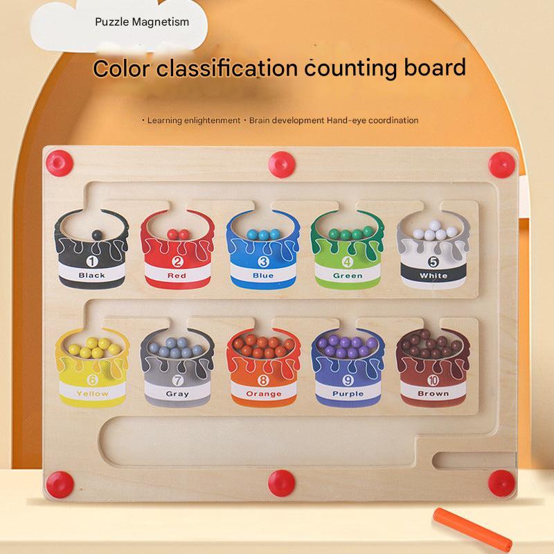 Set of vibrant wooden pieces for educational play