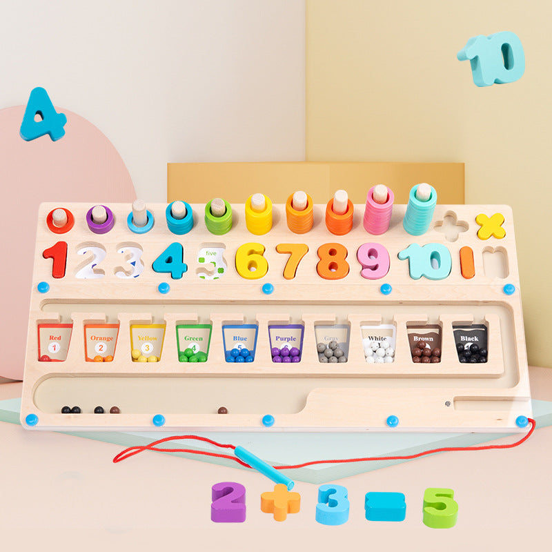 Magnetic numbers and math symbols on a table
