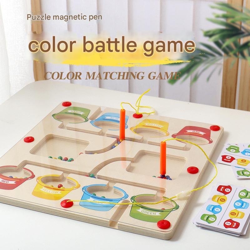 Close-up of colourful wooden blocks for learning