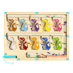 Set of vibrant wooden pieces for educational play