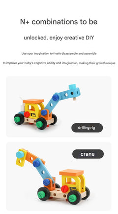 Image of kids' wooden tool kit playset with tools